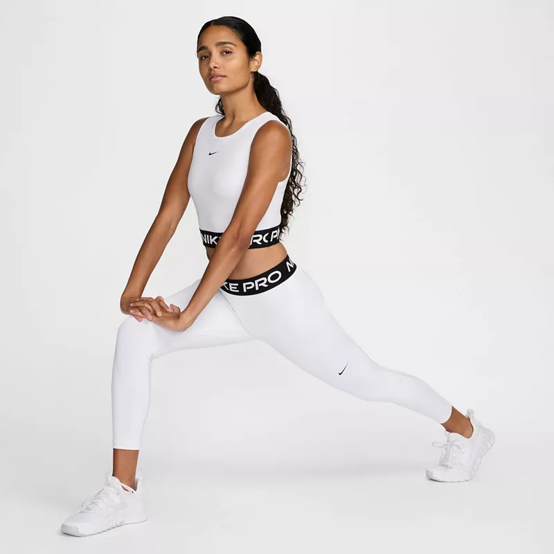 Женские леггинсы Nike Pro со средней посадкой 7/8 на подкладке, белый — фото 2