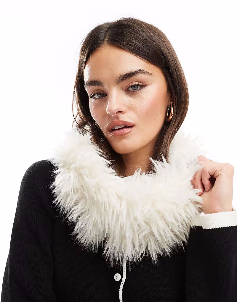 

Снуд ASOS DESIGN с длинным искусственным мехом белого цвета