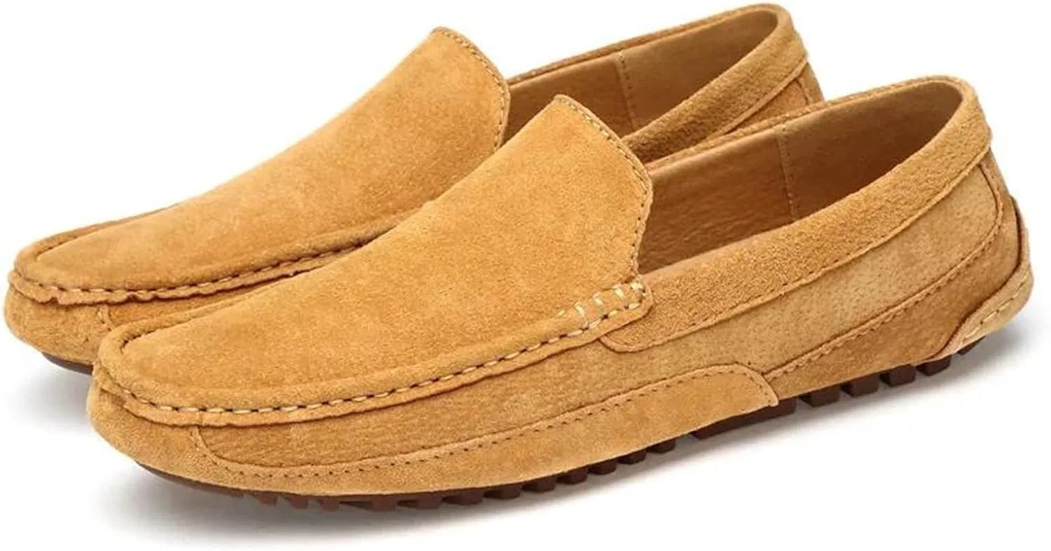 Мокасины мужские на подошве лоферы, замшевые, Light Brown Adhdyuud