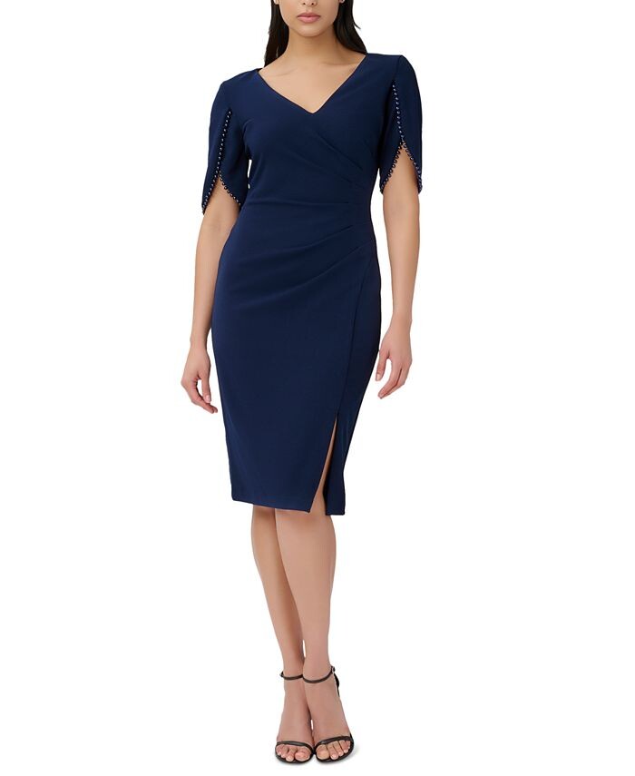 

Коктейльное платье с жемчужной отделкой Adrianna Papell, синий