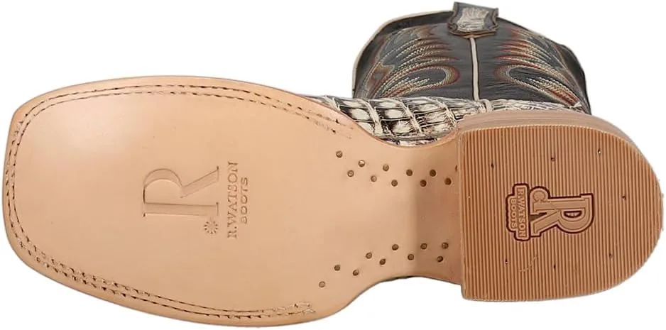 

Мужские повседневные ботинки Orix с квадратным носком, вышитым узором на задней части и средней голенью - коричневые, слоновая кость R. Watson Boots, коричневый