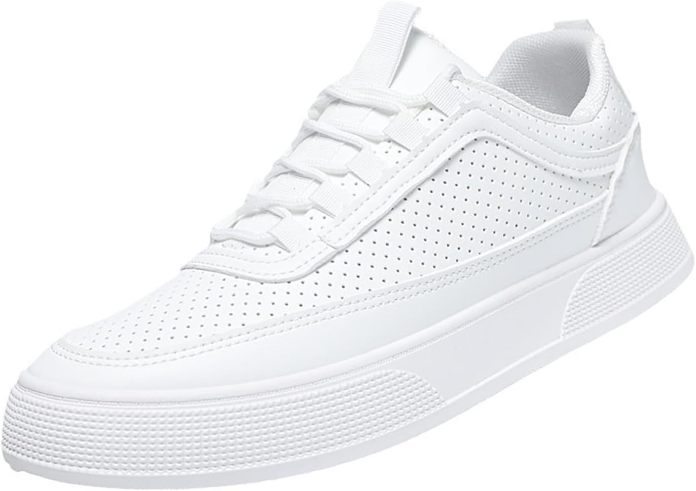 

Мужские кожаные ортопедические кроссовки с перфорацией, шнуровкой, легкие, слипоны для ходьбы, повседневные, удобные, деловые туфли Generic, белый