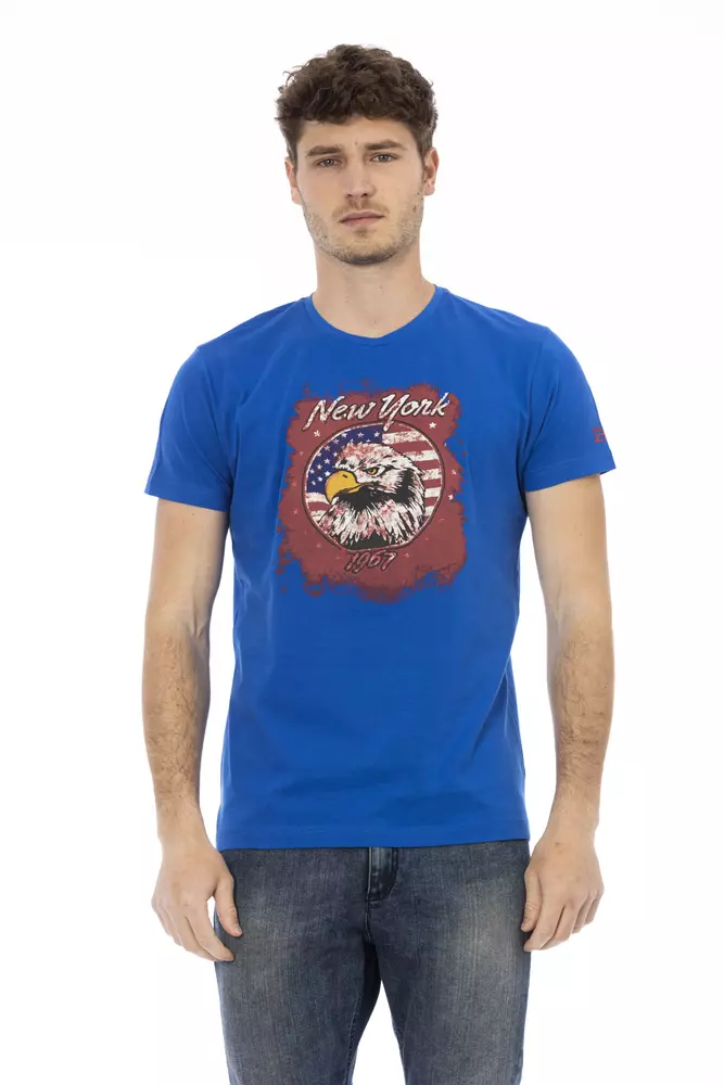 

Синяя хлопковая мужская футболка Trussardi