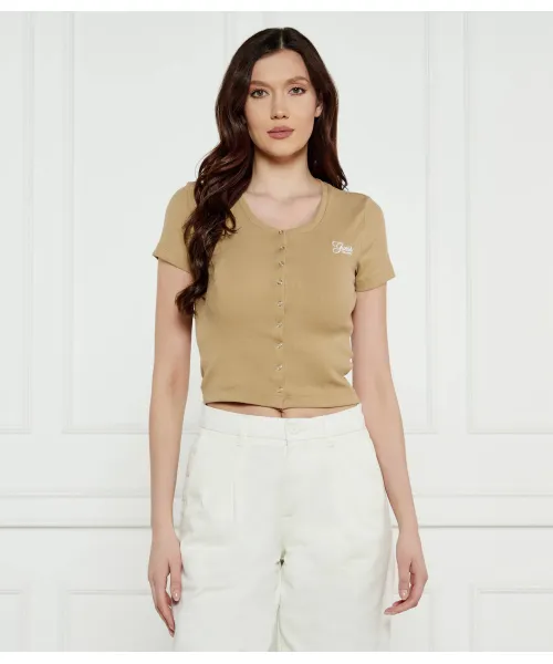 

Блузка с застежкой Embro Cropped fit Guess Jeans, коричневый