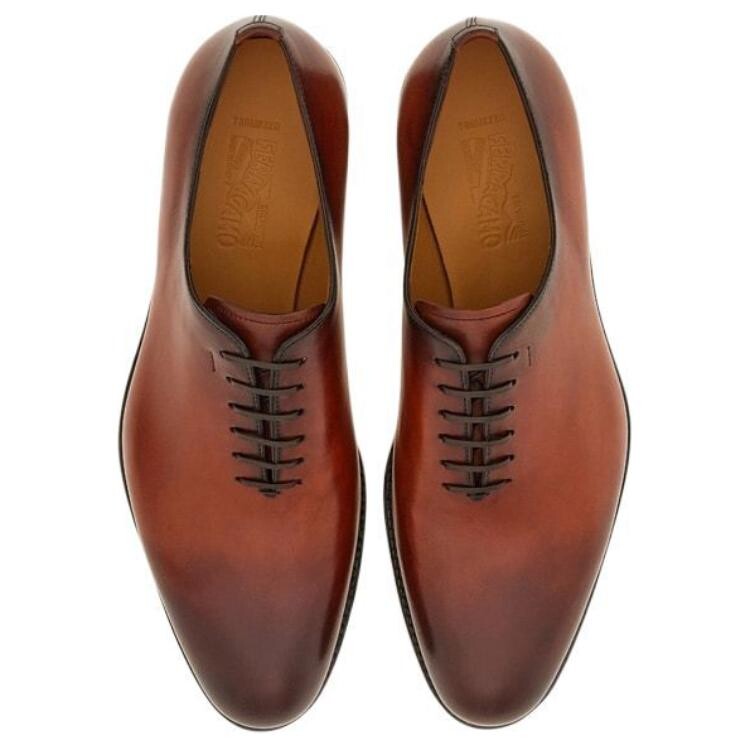 Туфли мужские низкие красно-коричневые Ferragamo — фото 4