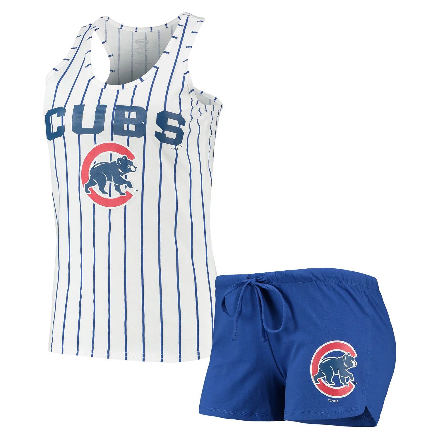 

Женский комплект для сна с майкой и шортами Concepts Sport Royal/White Chicago Cubs Vigor Racerback