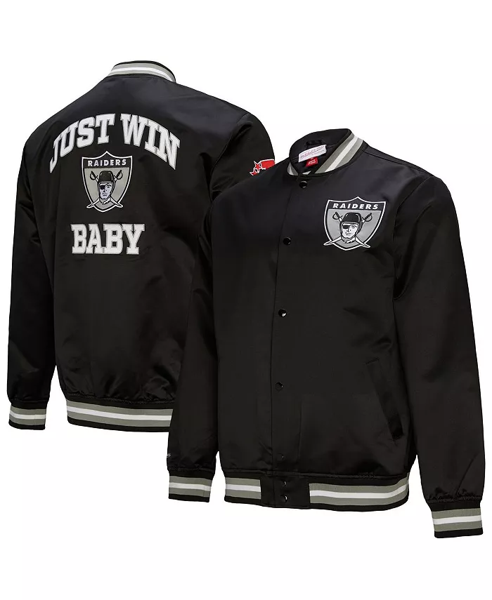 

Мужская черная атласная куртка Oakland Raiders Double Down на молнии Mitchell & Ness