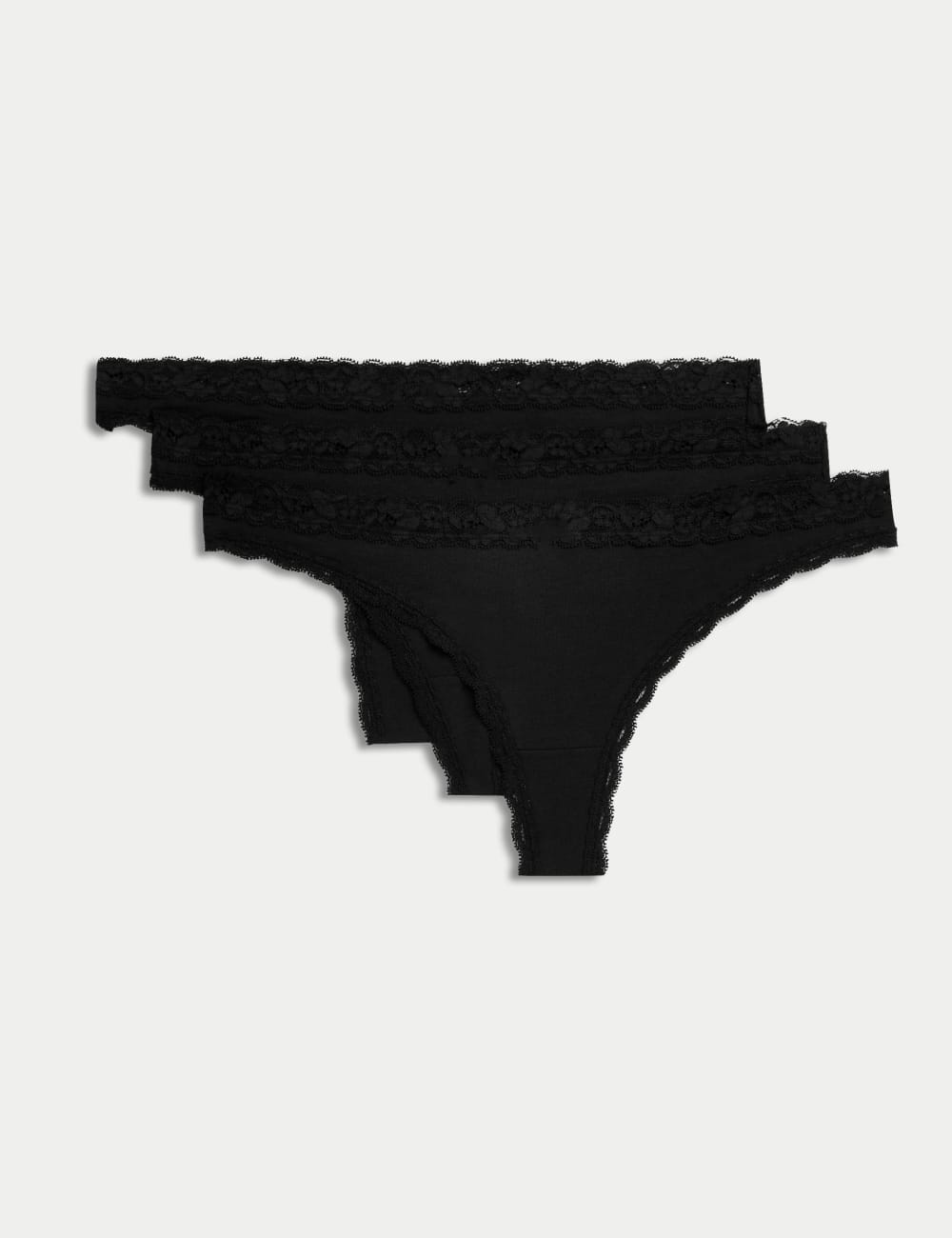 

3 пары трусиков-стрингов из хлопковой смеси Marks & Spencer, черный