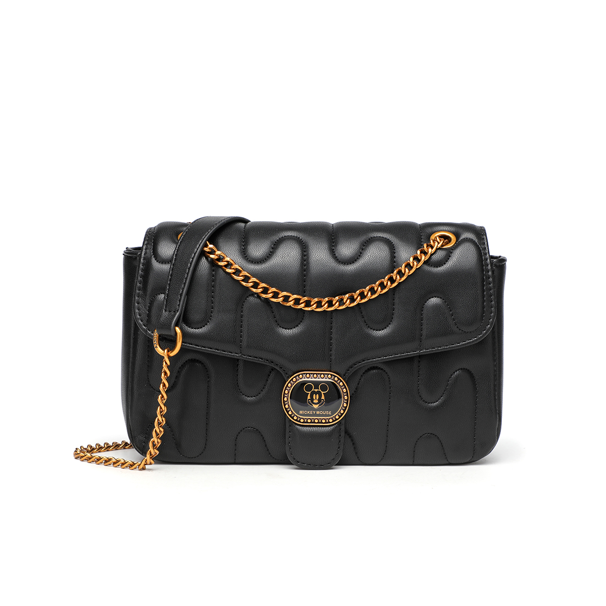 

Disney Микки ПУ наплечная сумка через плечо обычная женская черно-розовая, Black