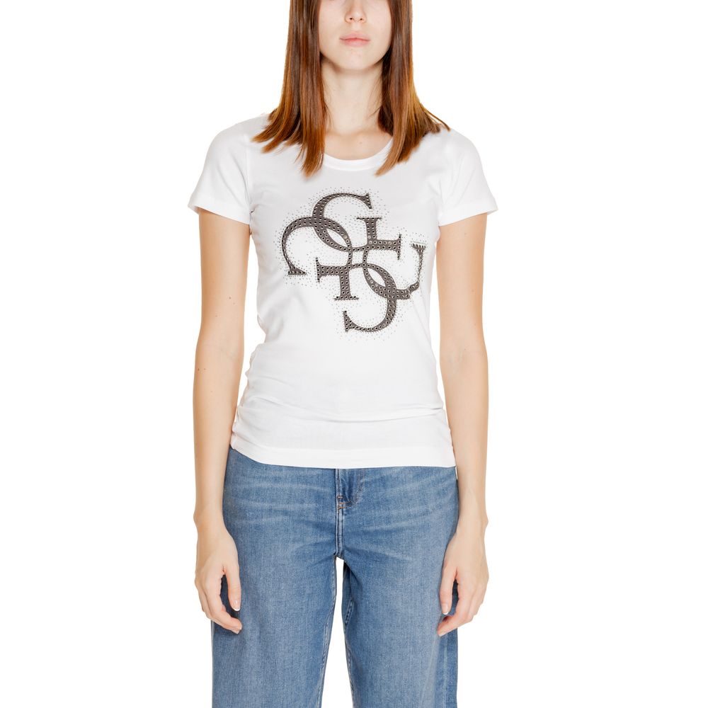 

Белые хлопковые топ и футболка GUESS