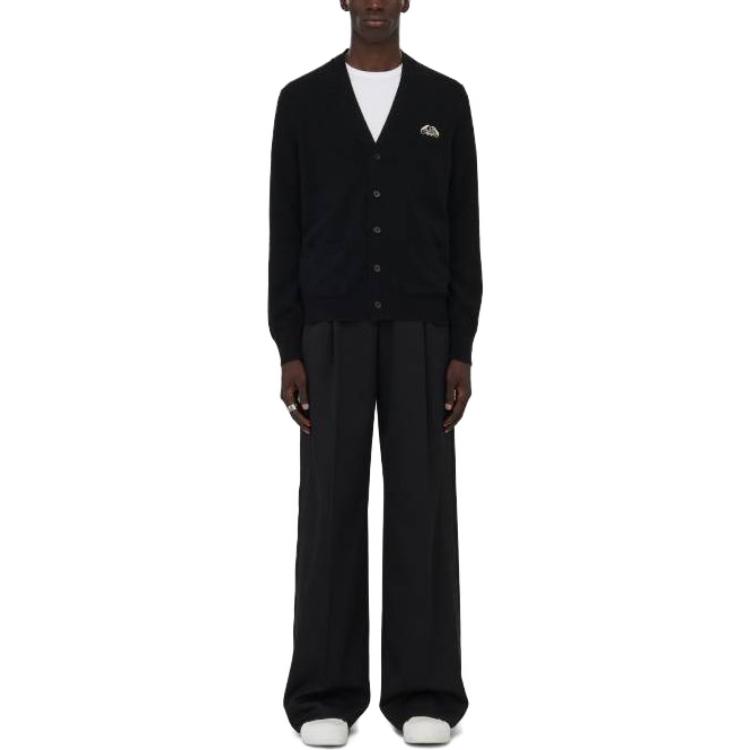 Кардиган с логотипом Seal в черном/слоновой кости трикотаж мужской Alexander McQueen, черный — фото 4