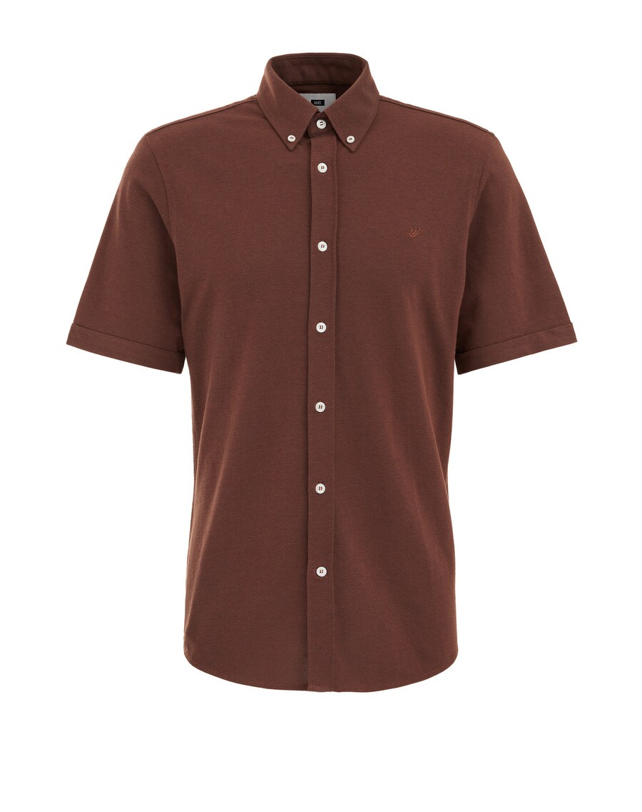 

Рубашка Slim Fit на пуговицах WE Fashion, коричневый