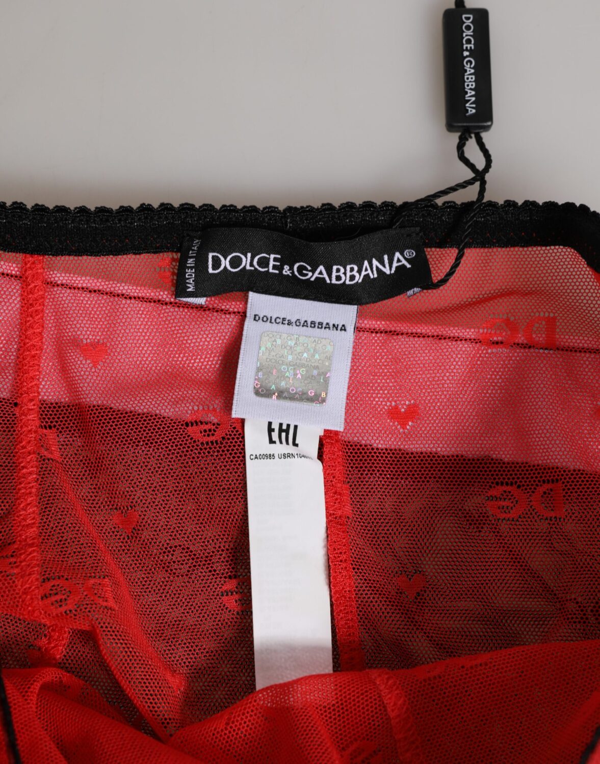 Черно-красное нейлоновое нижнее белье с высокой талией Dolce & Gabbana, черный/красный — фото 4