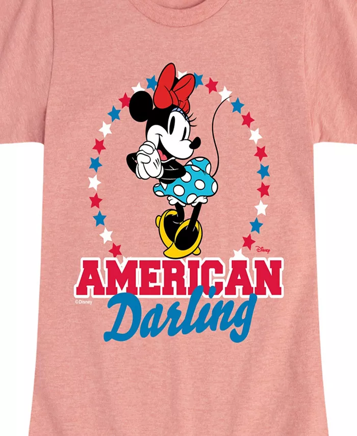 Футболка с принтом Disney Minnie American Darling для девочек постарше Hybrid Apparel, розовый — фото 3