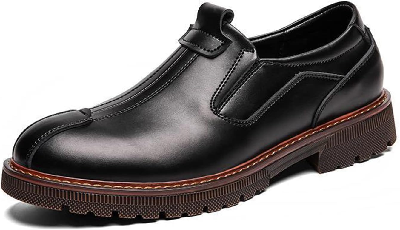 

Мужские ретро кожаные слипоны-оксфорды, лоферы, обработанные туфли с противоскользящей подошвой, мягкой подошвой, низкие челси Ugoselec, черный