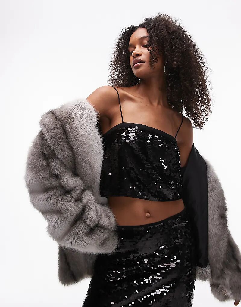 

Бандо с дисками и пайетками от Topshop, черный