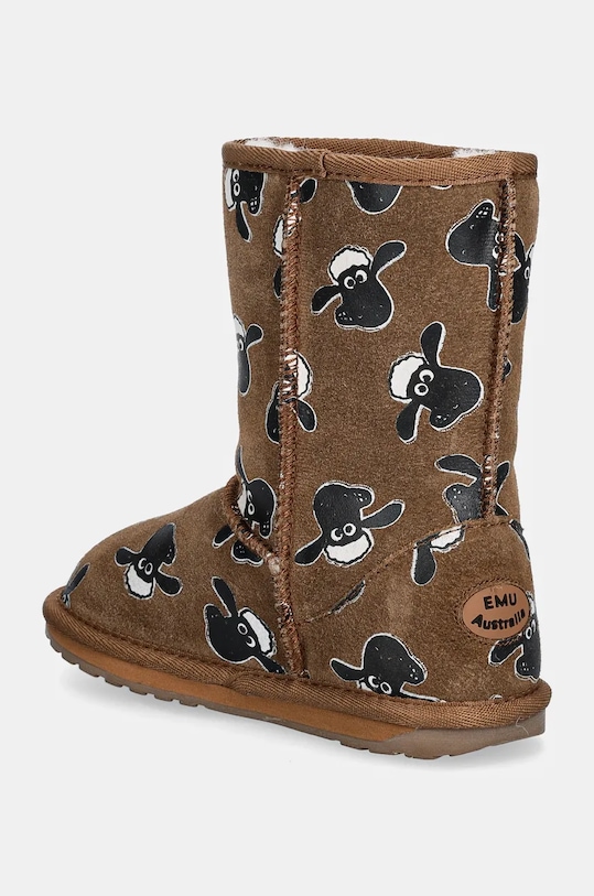 Детские замшевые снегозащитные сапожки Shaun The Sheep Print Emu Australia, коричневый — фото 2