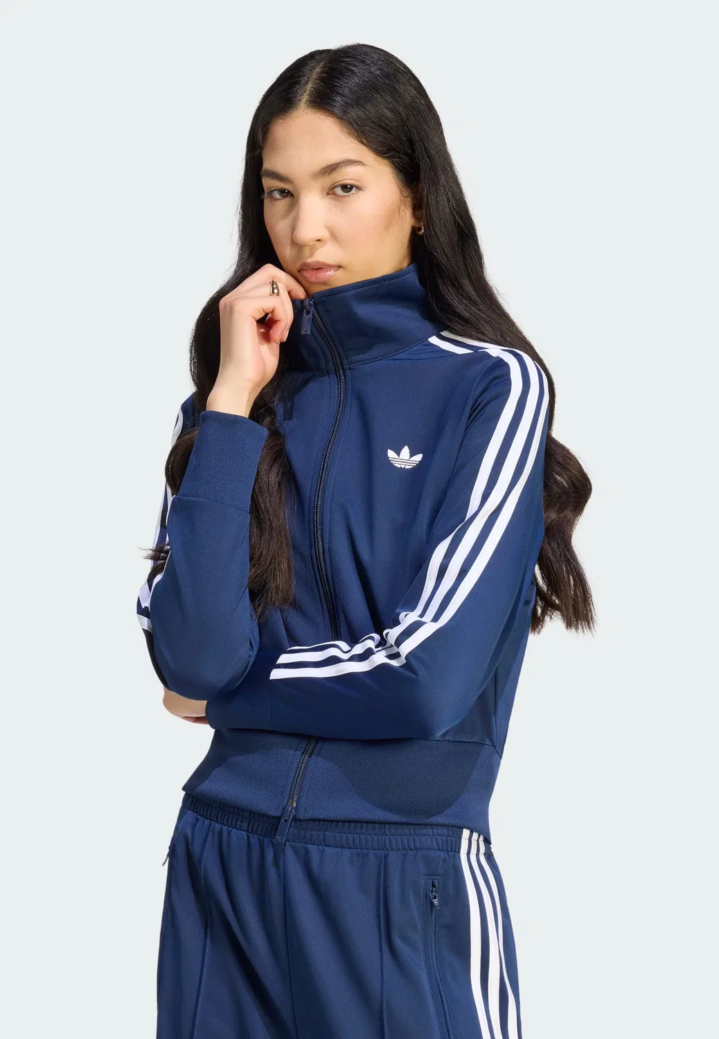 Толстовка на молнии Adidas Originals Firebird Classic темно-синего цвета — фото 2