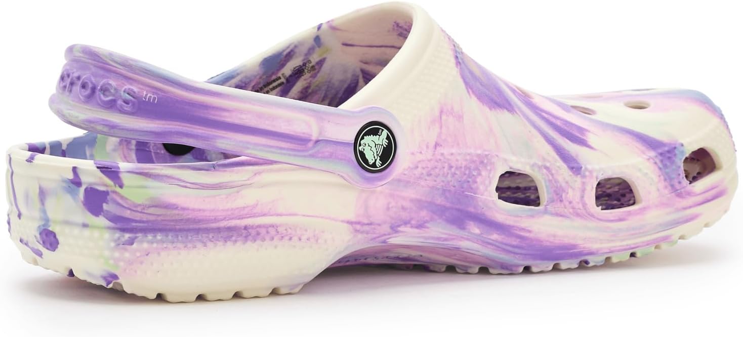 Детские сабо Crocs унисекс, классические, с мраморным рисунком, акварельным рисунком, размер K, фиолетовый — фото 3
