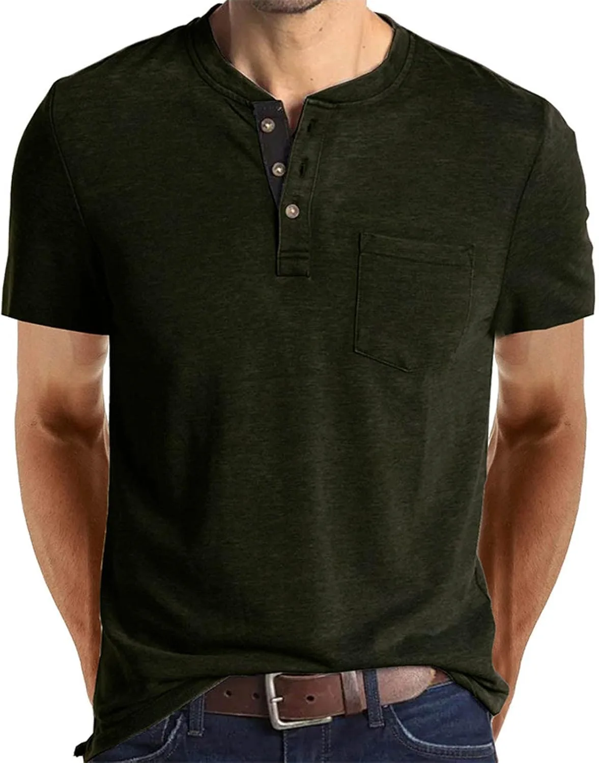 

Футболка Muscularfit летняя короткий рукав хлопок Henley