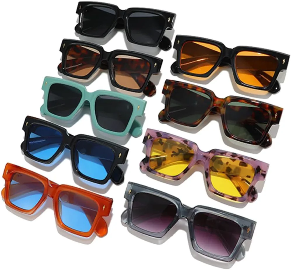 

Солнцезащитные очки для мужчин и женщин - защита UV400 - крупные заклепки, цветные линзы, для занятий спортом на открытом воздухе и вождения DSVIGF, Pattern Yellow