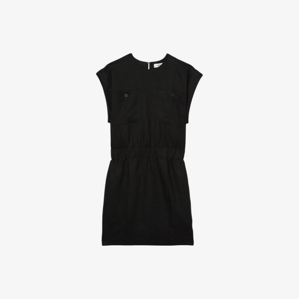 

Платье льняное Reiss Karly с короткими рукавами, черный