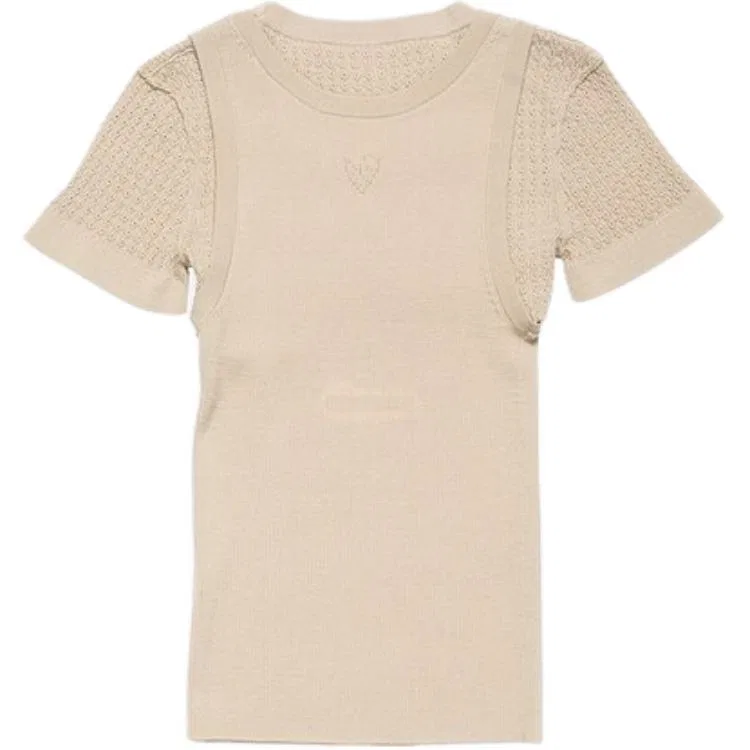 Футболка женская Beige с круглым вырезом и имитацией двух слоев Acne Studios — фото 3