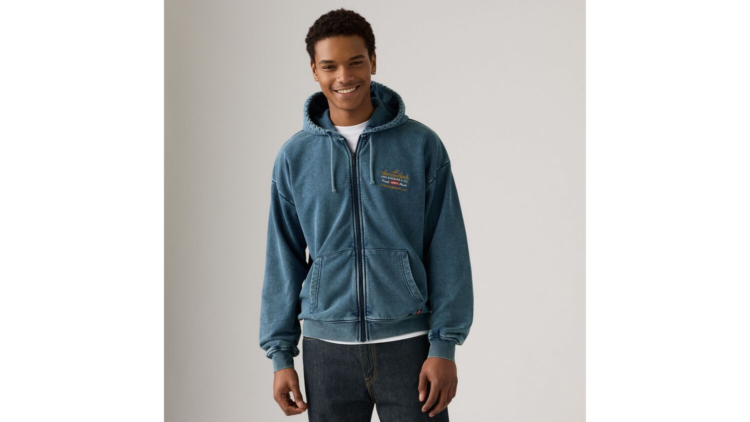 

Толстовка Lowell с застежкой-молнией Levi's, Authentic Denim Finish - Blue