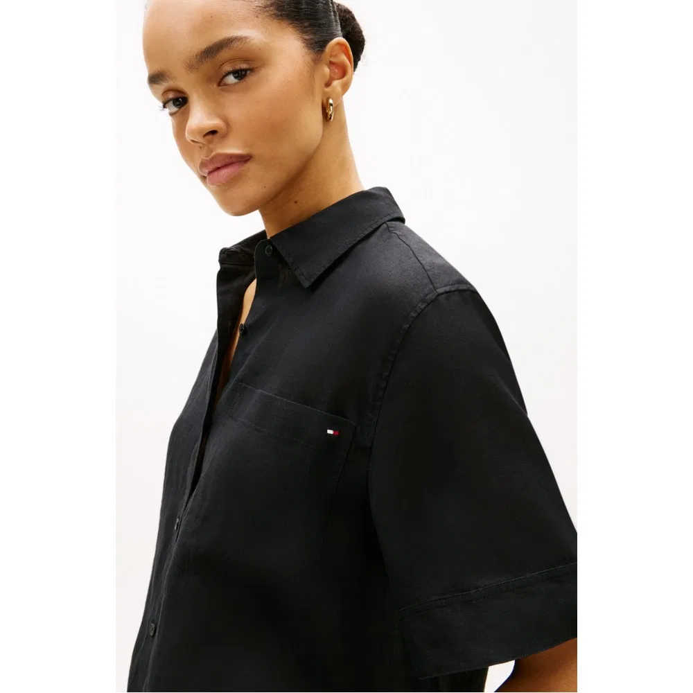 Женская льняная рубашка Essential чёрная от Tommy Hilfiger Women — фото 4