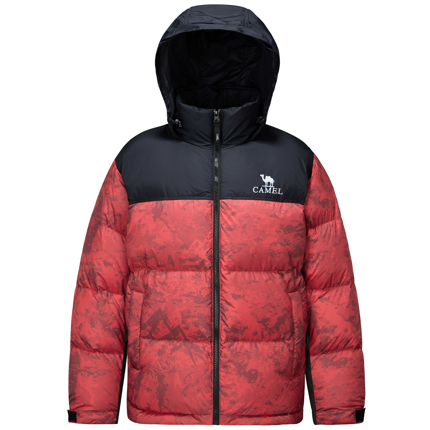 

CAMEL Пуховик с камуфляжным принтом Color Block, ветрозащитной флисовой подкладкой и водоотталкивающим капюшоном Unisex