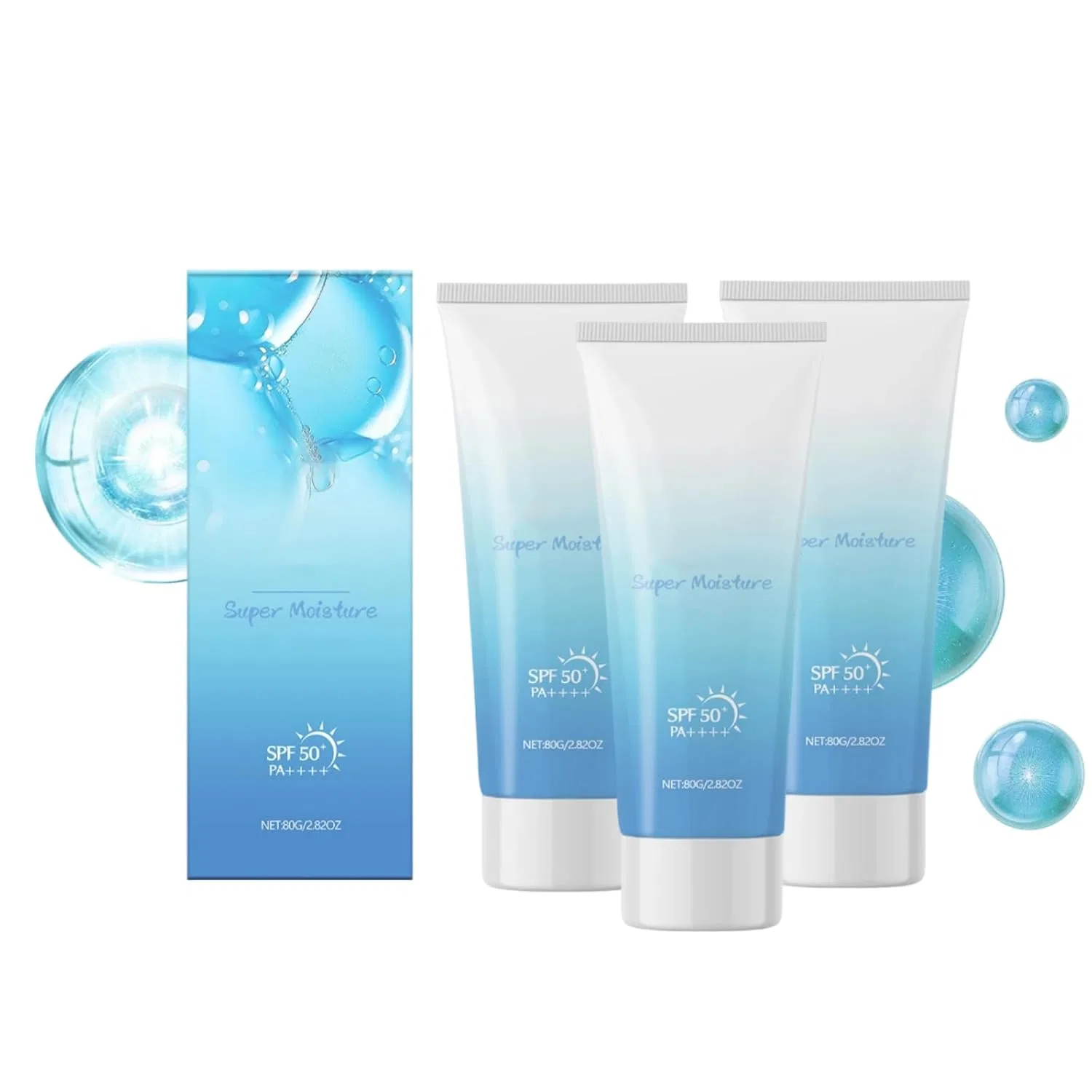 Увлажняющий водостойкий солнцезащитный гель SPF 50+ для лица и тела Generisch, 3Pc