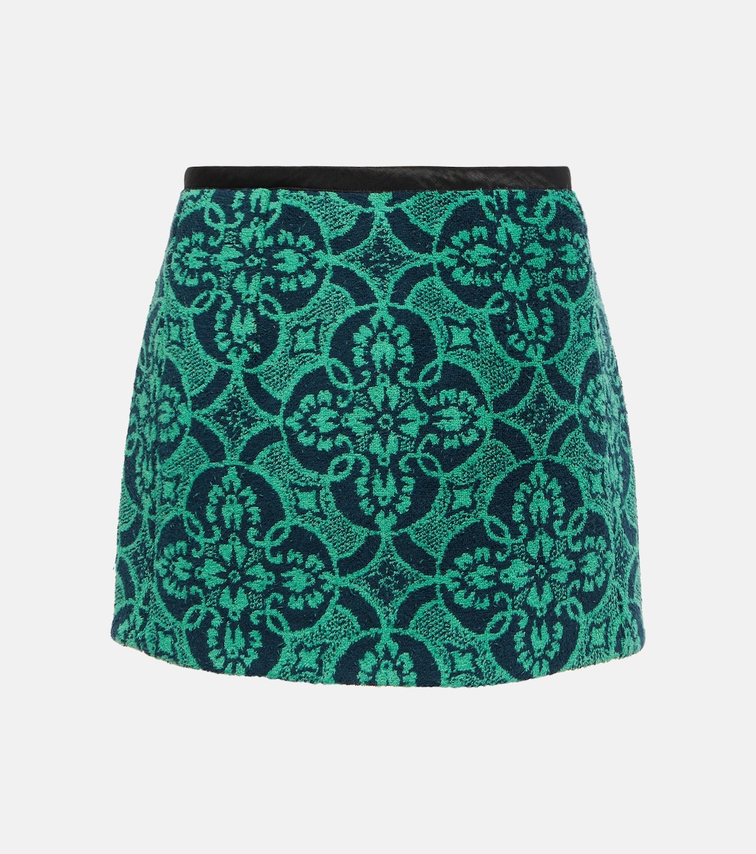 

Мини-юбка из жаккарда с высокой талией из хлопка Marine Serre, Oriental Green