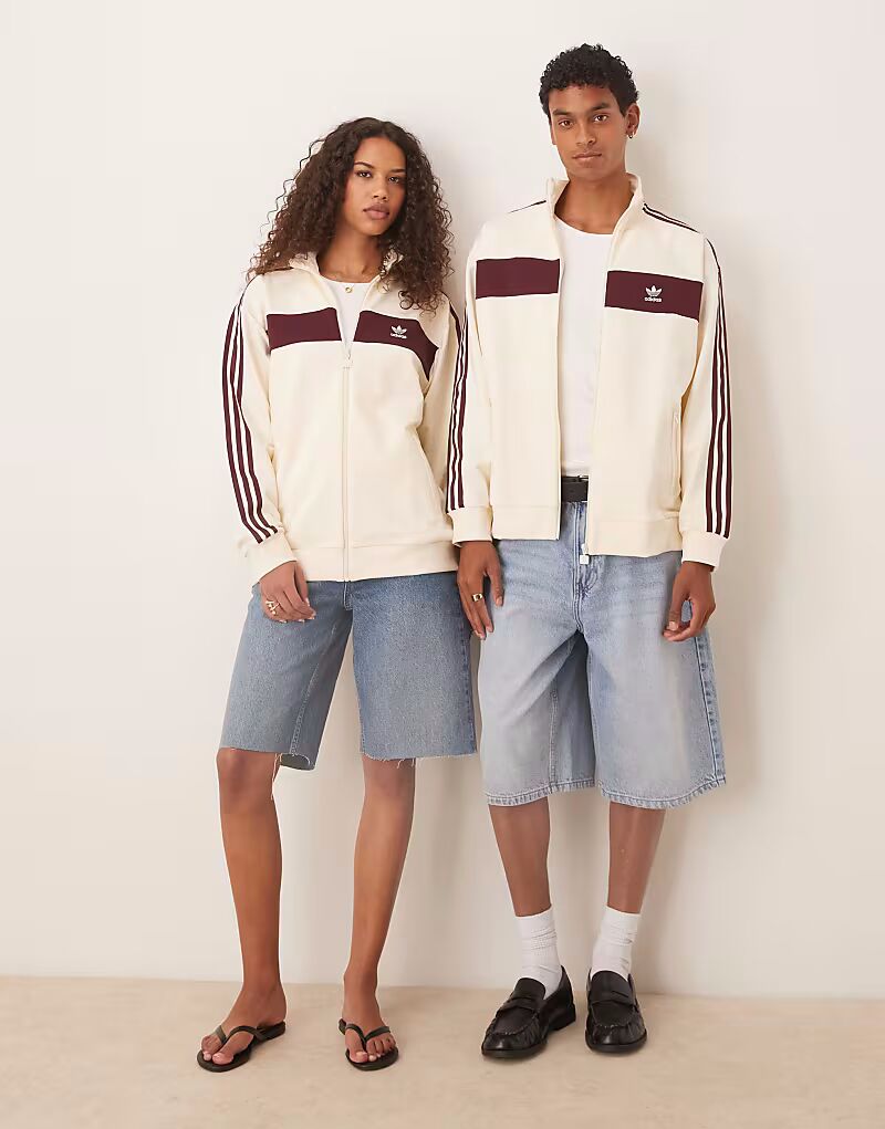 Спортивная куртка Adidas Originals в стиле ретро кремового цвета — фото 2