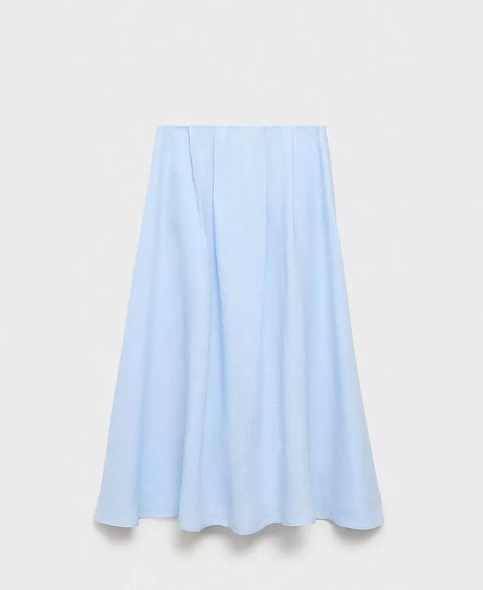 

Юбка Women's Pleat Detail Linen Skirts MANGO, синий