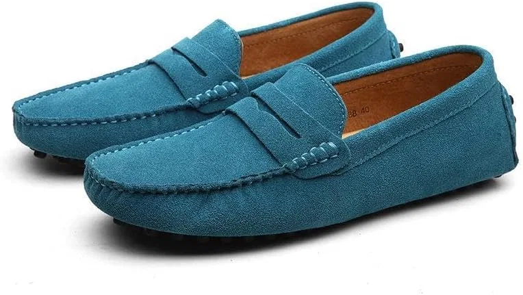 Мокасины мужские замшевые, повседневные, туфли без шнурков, Sky Blue Sibysmon — фото 4