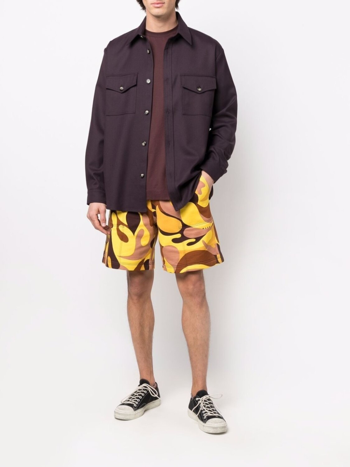 Marni спортивные шорты с абстрактным принтом, желтый — фото 2