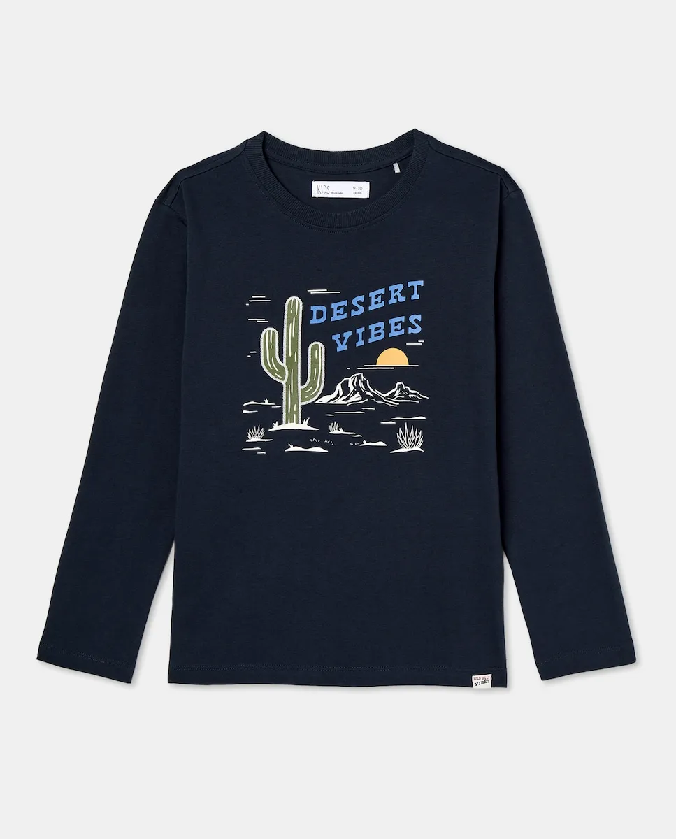 

Детская футболка с длинным рукавом с цепочным швом Kids El Corte Inglés, синий