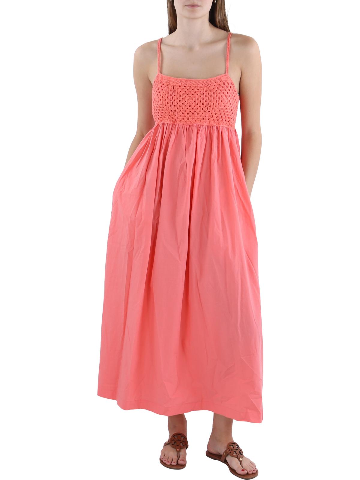

Женское вязаное крючком платье миди Petites MEEKA Emi Rails, цвет hot coral