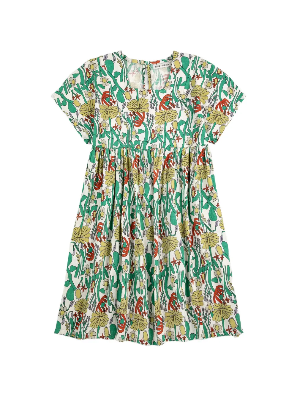 

Платье с короткими рукавами цвета "Herbalist" Bobo Choses, белый