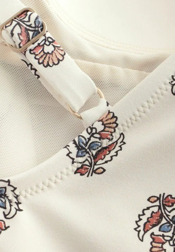 Купальник с эффектом утягивания живота и перекрученным передом Next, Cream Woodblock — фото 4