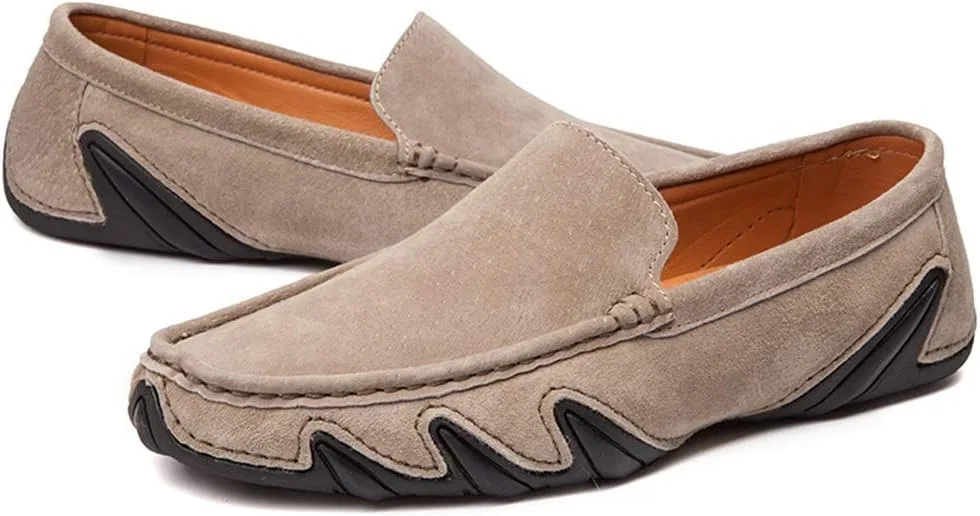 Лоферы классические Men Penny Loafers Classic Rubber Sole Boat Shoes Moccasins, хаки TEDALIHAO — фото 4