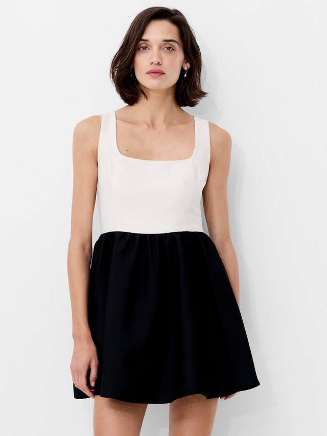 

Цветное платье с квадратным вырезом мини French Connection, Porcelain Cream/Black