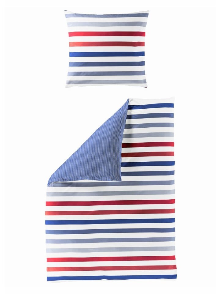 

Постельное белье JACK 2 tlg Mako Satin 135x200cm Streifen, цвет blau/rot