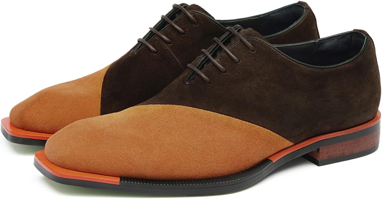 

Мужские замшевые оксфорды Santimon, современные туфли на шнуровке с двухцветной отделкой и зеленой подошвой для деловых встреч, свадеб, вечеринок и повседневной модной одежды