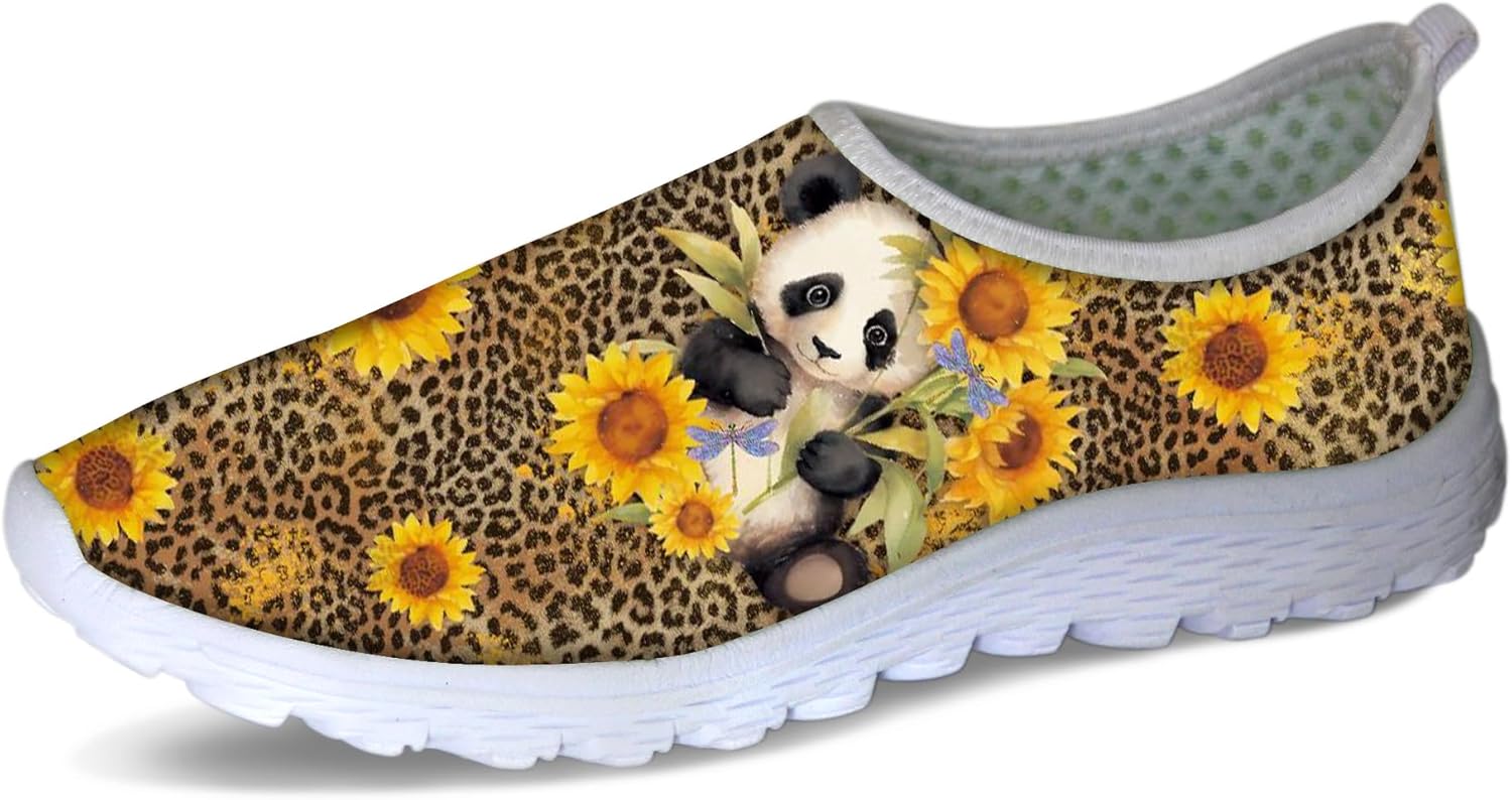 

Женские прогулочные кроссовки Forchrinse Music Note, мужские слипоны GO Walk с мягкой сеткой, легкая рабочая обувь, Sunflower Panda,wild Leopard