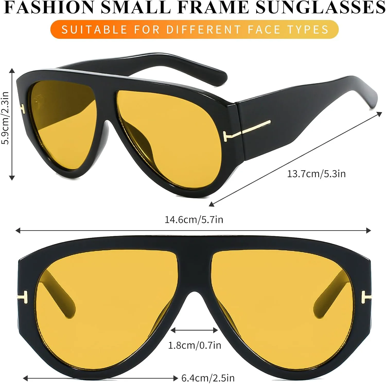 

Модные солнцезащитные очки-авиаторы большого размера для женщин и мужчин, квадратная оправа с толстой рамой, защита от УФ-излучения UV400 QYVEWY, Black Tea/Black Red