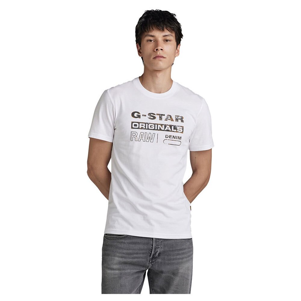 

Футболка с коротким рукавом G-Star Distressed Originals Slim Fit, белый