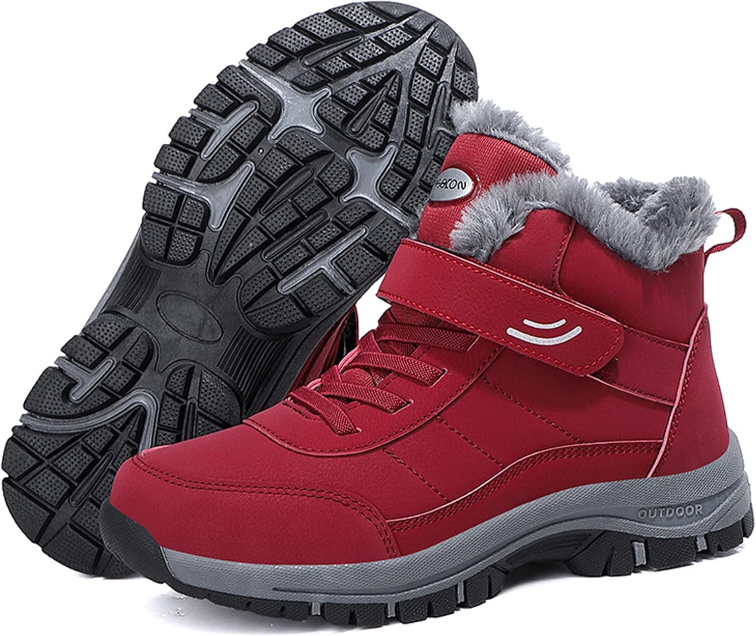 

Мужские и женские осенне-зимние высокие бархатные хлопковые туфли Dressnu, обувь для пожилых людей, спортивные противоскользящие зимние ботинки, красный