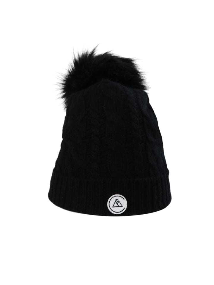 

CASH-MERE.CH Черная шапка с узором «косичка» и помпоном