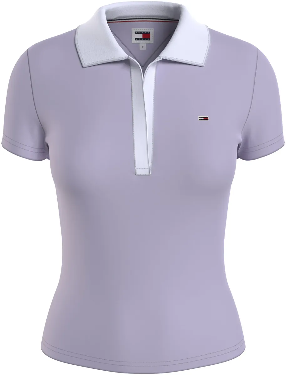 

Рубашка-поло Tommy Jeans "TJW SLIM CONTRAST V SS POLO EXT", с контрастным воротником-поло, цвет Lavender Flower